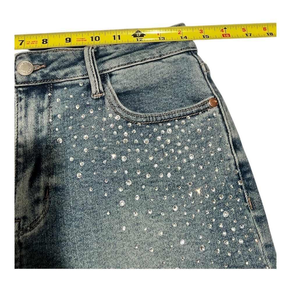 Judy Blue‎ Rhinestone Denim Shorts Size 28 Distressed Frayed Hem - Picture 13 of 13